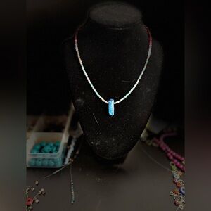 🧵Handcrafted Blue Aura Quartz Necklace